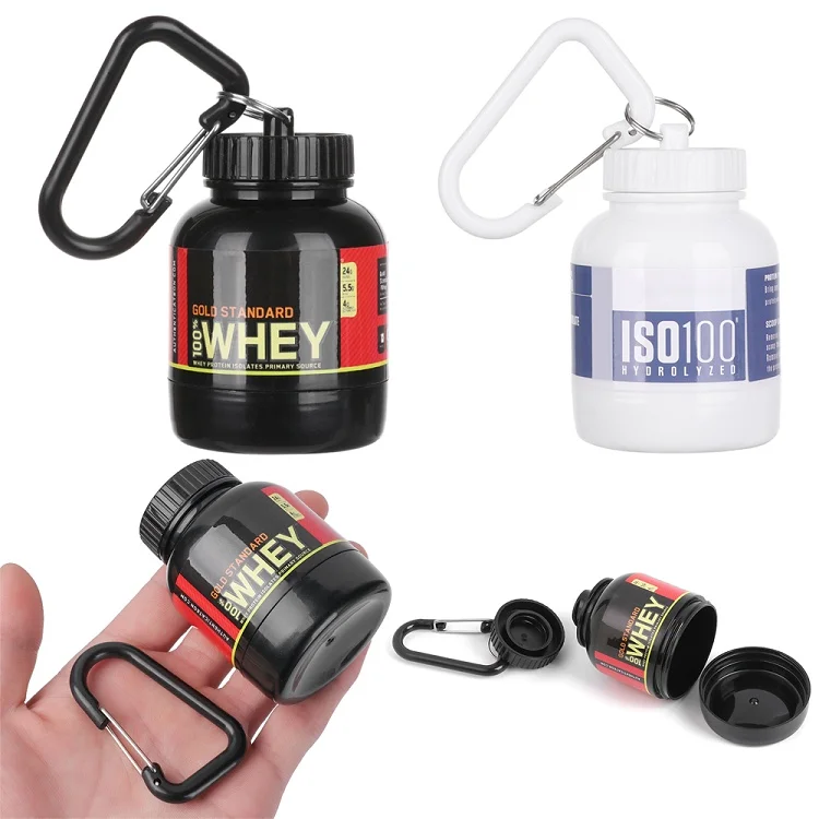 

Protein powder key chain funnel shaker storage plastic protein container powder bottle can be used in gym, Any color available