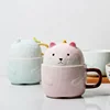 New Wood Mud Bear Upside Down Cup Cartoon Covered Creative Ceramic Mugs