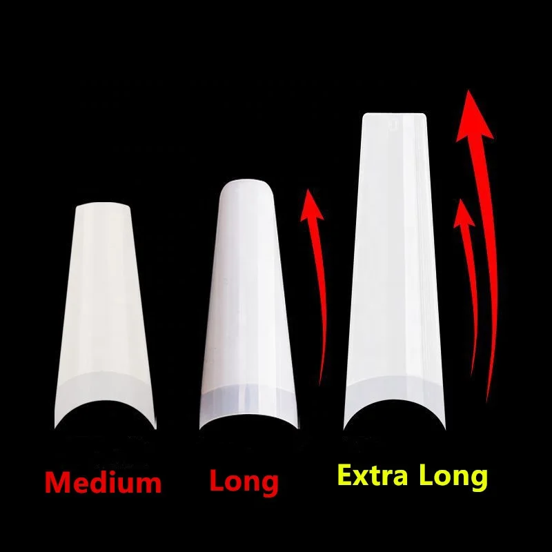 

2021 xxl 600pcs lengthen C Curve Coffin Nails tips Long False Nails Tips Manicure Artificial White/ Clear /Natural