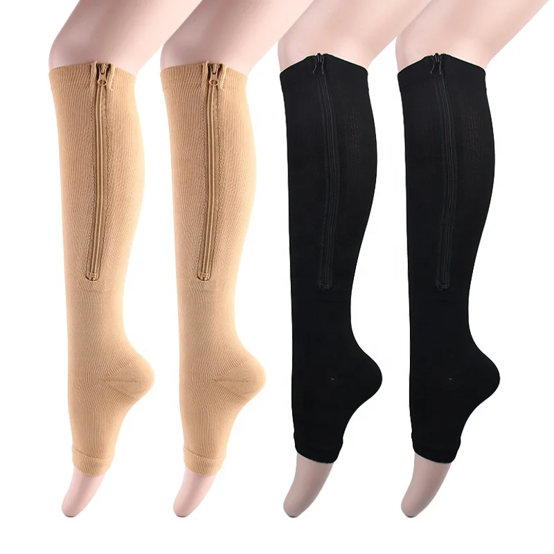 

compression socks medical zipper socks nylon knee high stretch socks, Colorful