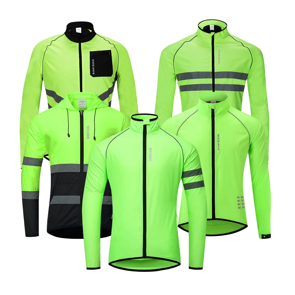 

WOSAWE Men Cycling Jacket Reflective Windproof Waterproof Mountain Bike MTB Wind Coat Running Riding Bicycle Windbreaker, As piature
