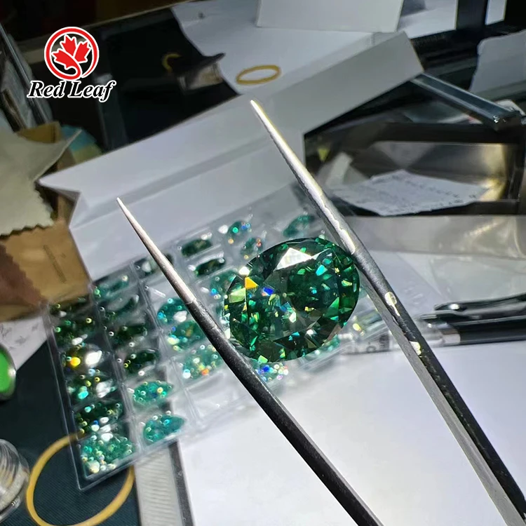 

Redleaf moissanite loose diamonds green moissanite oval Shapes GRA Certified VVS Stone Loose Moissanite Diamond