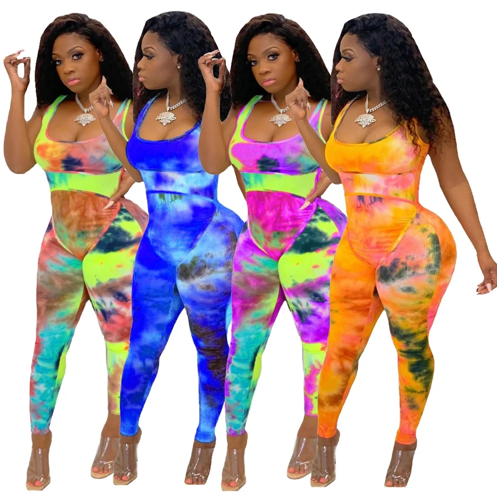 

CS1565 Women Sexy Jumpsuit Rompers Fitness Floral Printed Long Pants Sleeveless american Cheap Urban Clothing, Multi