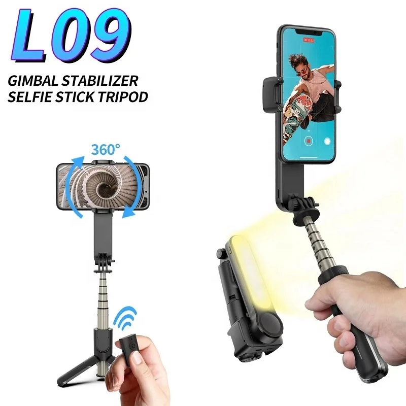 

2021 New Arrival L09 Mini Handheld Mobile Phone Selfie Stick Smartphone Pocket Gimbal Stabilizern for Smart Phone, Black