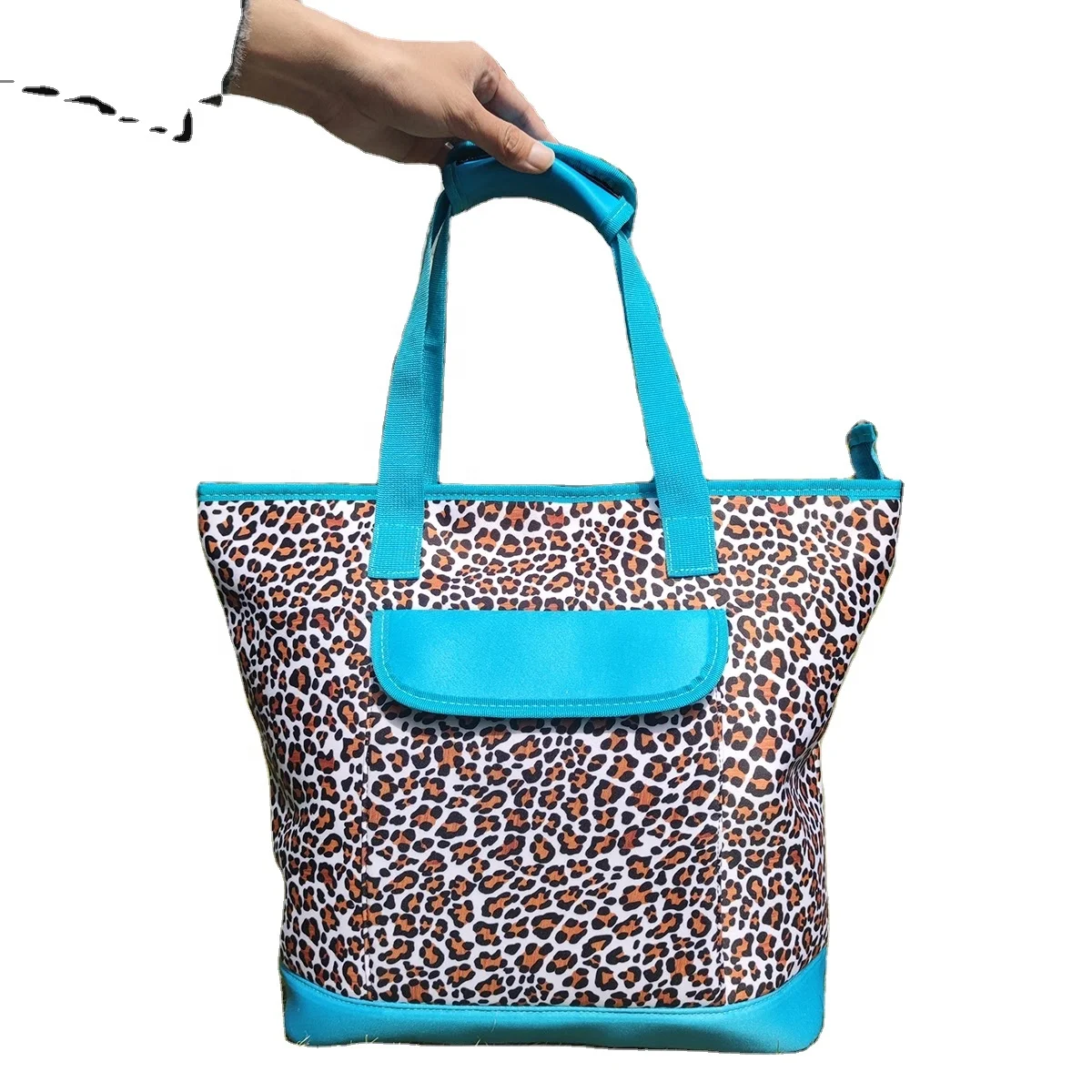 

Leopard Cooler Bag Wholesale Neoprene Insulated Foliding Serape Leopard Cooler Bag ,Cow Hide Tote Bag