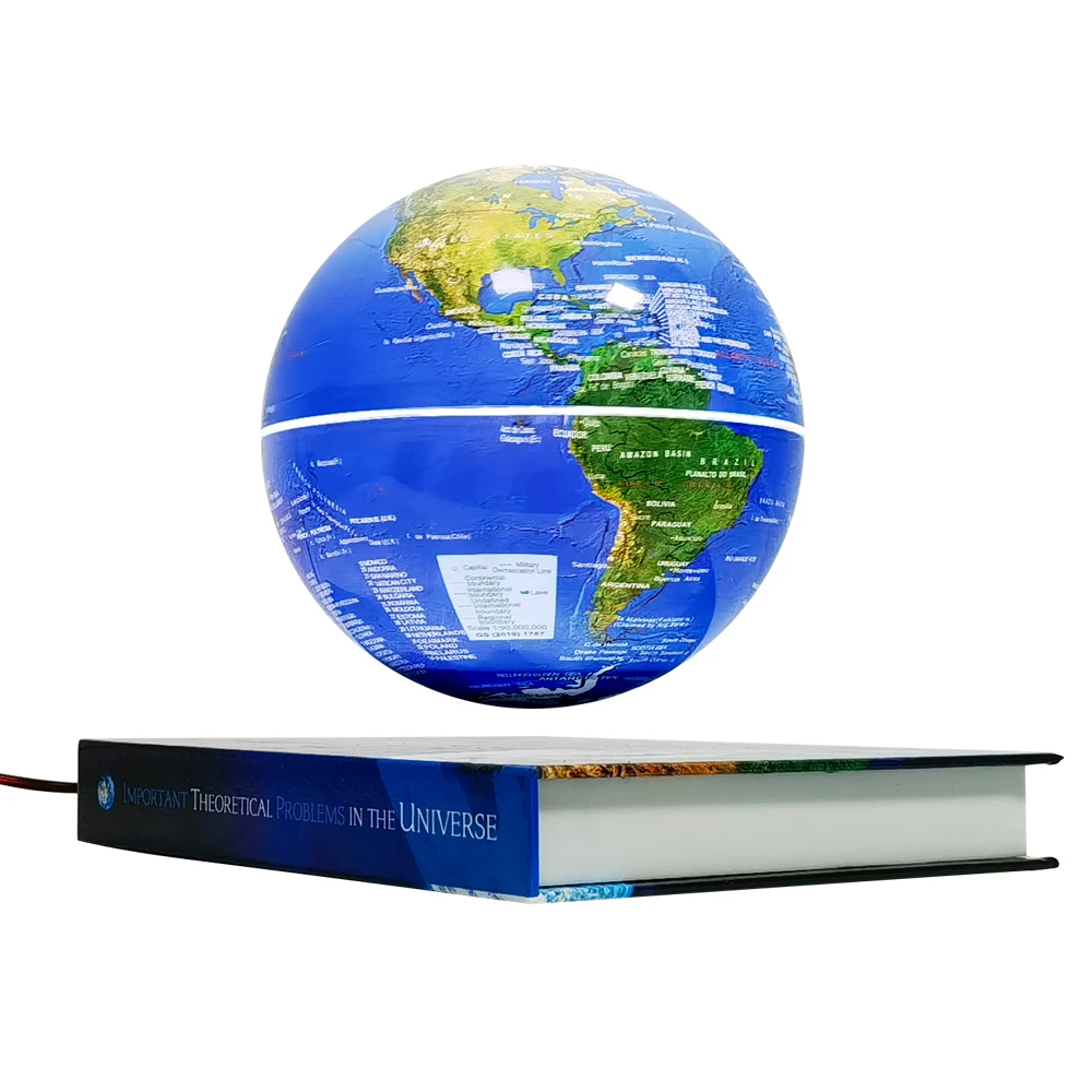 

Unique 140mm Magnetic Levitation Rotating White Colors World Map Floating Book Globe for Christmas Gift