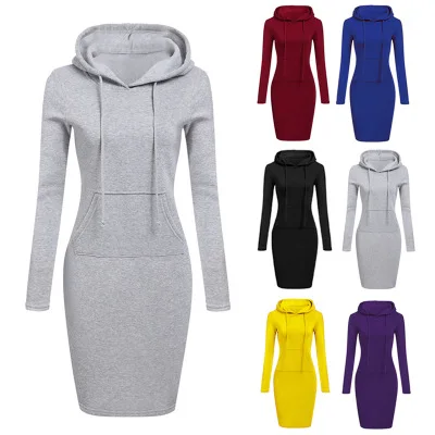 

Autumn Spring Hooded Hoodie Dress For Women Girls' Dresses Casual Vestidos