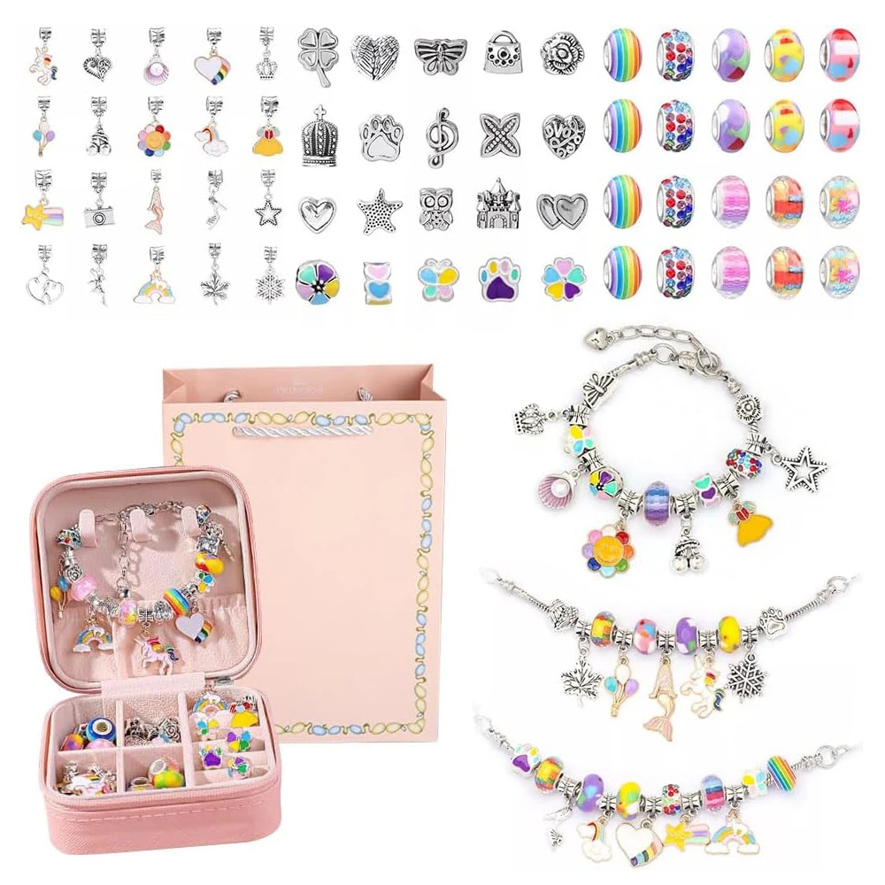 

JC DIY Gorgeous Bracelet Set Charm Bracelet Jewelry Making Kit with a Portable Organizer Box Bracelet Making Kit Kids Jewelry