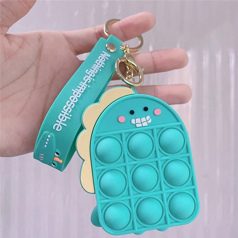 

Custom Dinosaur Shaped Cute Mini Soft Silicone Wallet Bags Kids Gift Zipper Push Pop Bubble Fidget Toys Coin Purses, Dark green/light green/pink/blue