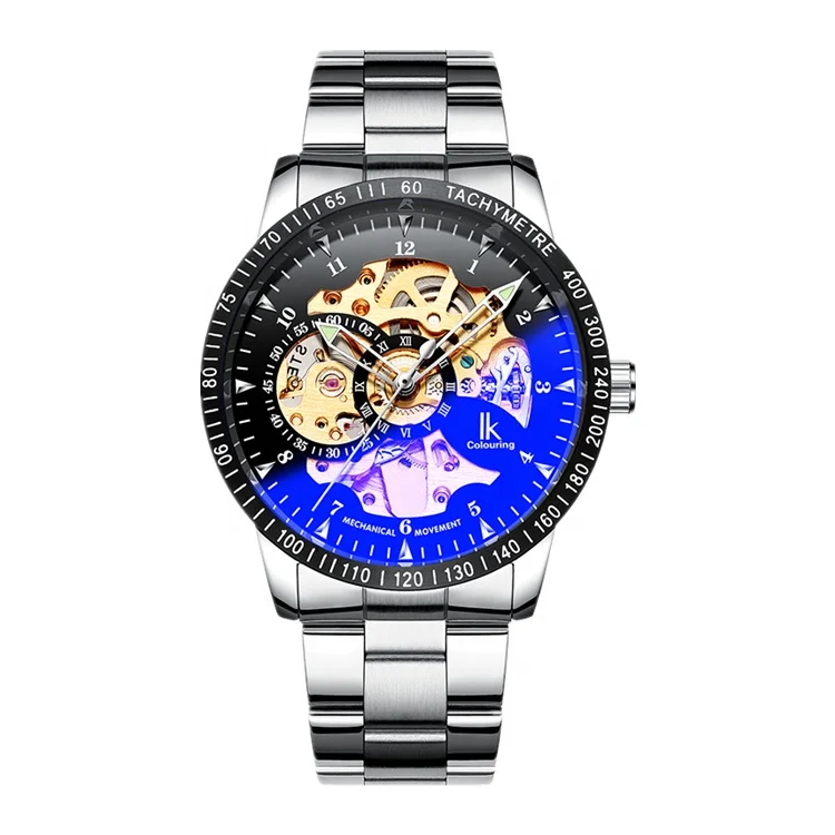 

Stainless Steel Men Watch Automatic Mechanical Watches Skeleton Business Black Luxury Wristwatch