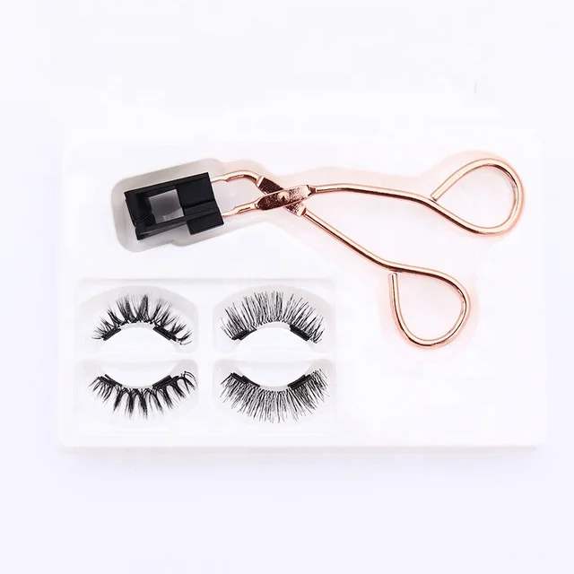 

New Style Wholesale 2 Pairs Magnetic Mink False Eyelashes with Tweezers Applicator