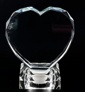 Wholesale Heart Shaped Blank Crystal Photo Frame Custom Laser Engraved logo 3d Photo Frame for Anniversary Gift