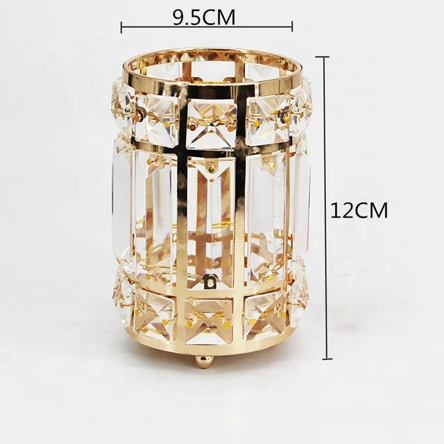 

free shipping) Crystal Candle Holder Silver /Gold Candlestick Makeup Brush Storage Table Cosmetic Box For Party Decoration 1597, Gold/sliver mental
