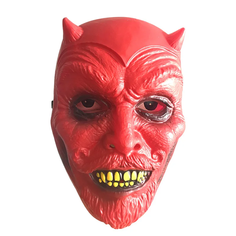万圣节化妆舞会乳胶牛头面具吓人红面膜魔法吸塑面具