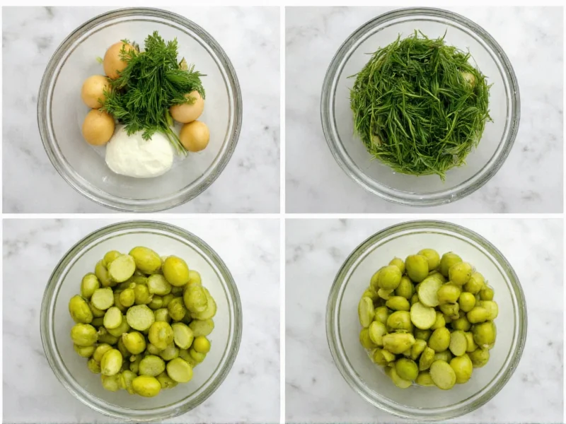 Step-by-step dill pickle preparation with fresh ingredients
