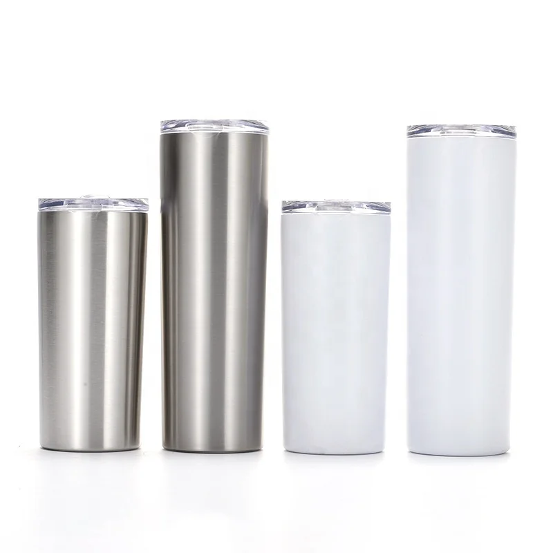 

1 Stainless Steel sublimation blanks 20oz Skinny Tumblers Double Wall Insulated Straight Water Cups With Straws, White