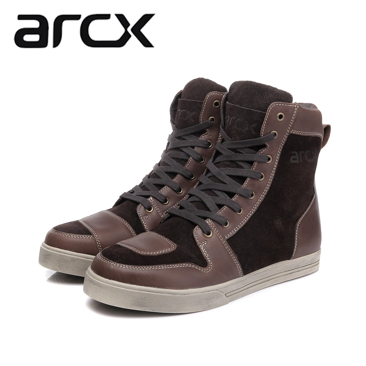 

arcx Brown Black Fashionable Cowhide Leather Waterproof Sports Biker Shoes for Men/ Retro Cowboy Style Motorcycle Riding Boots, 2 colors