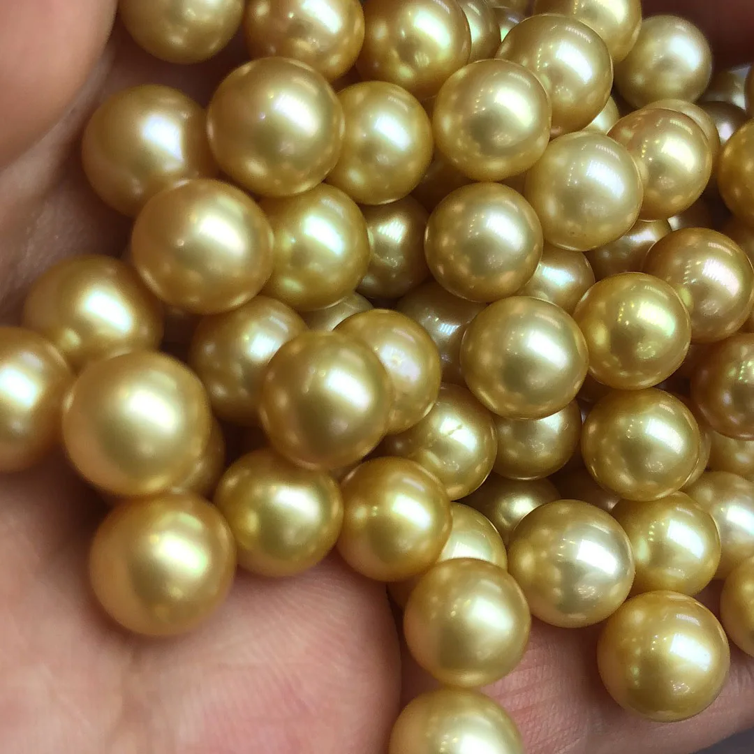 

wholesales price 8-9 mm good quality AA+ perfect round gold pearl ,loose freshwater pearl with half or no hole drilled