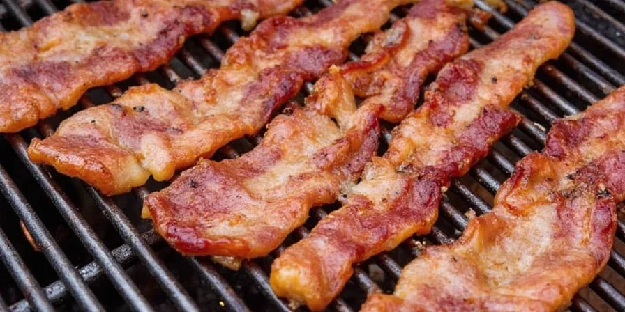 Bacon getting crispy with grill marks