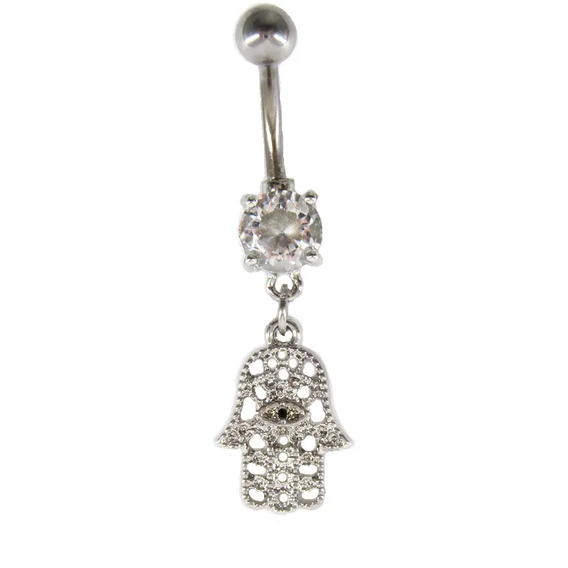 

BBR-116 Amazon Titanium Piercing Jewelry Hand Belly Button Ring Women Fatima Evils Eye Belly Ring