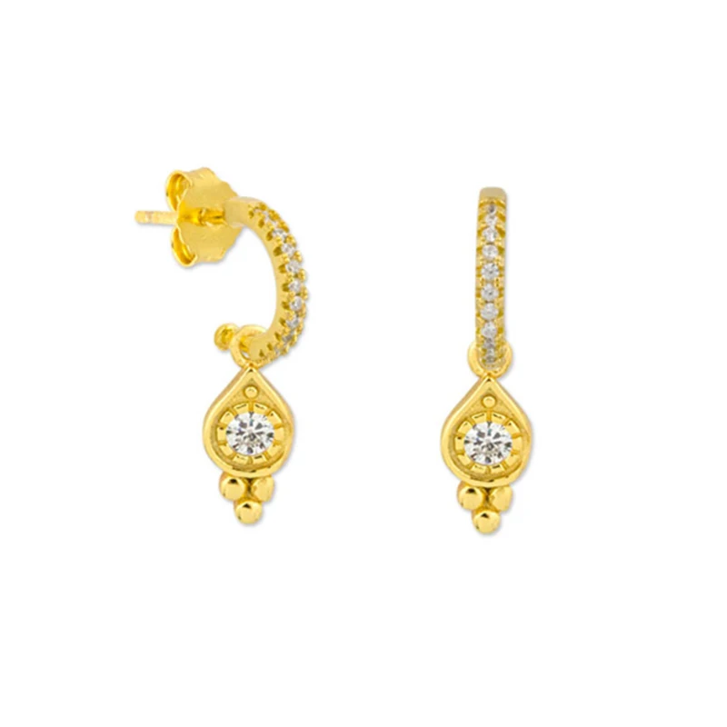 

S925 sterling silver INS geometric tear ring diamond earrings all-match earrings