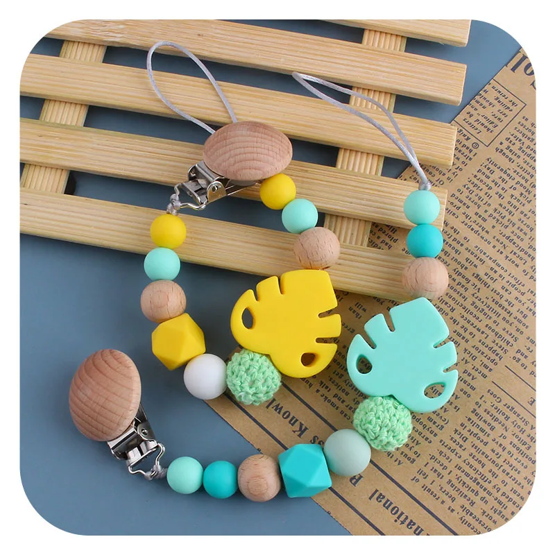 

Food-grade round wooden pacifier beads baby clip pacifier clip food grade silicone, Red/pink/blue/brown