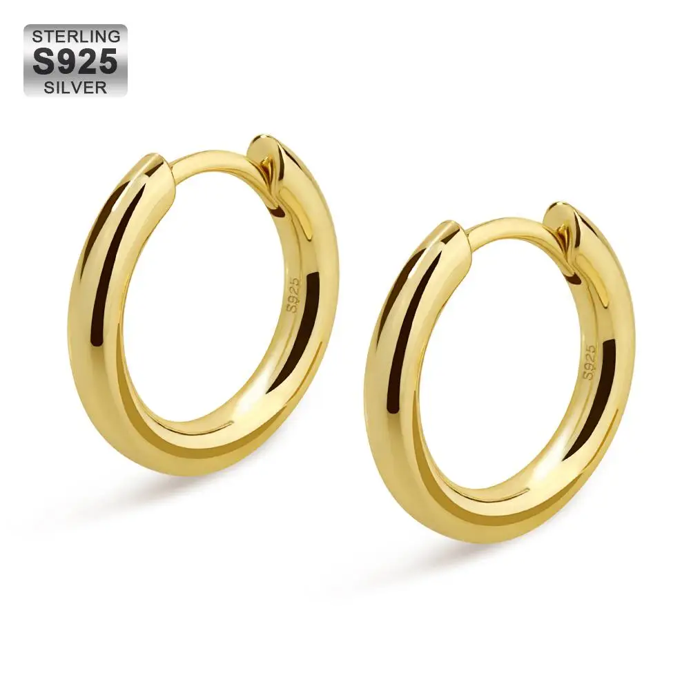 

KRKC Custom Jewelry Iced Out CZ Diamond Mens Hoop Gold Earrings 12mm 18K White Gold Plated 925 Sterling Silver Hoop Earrings