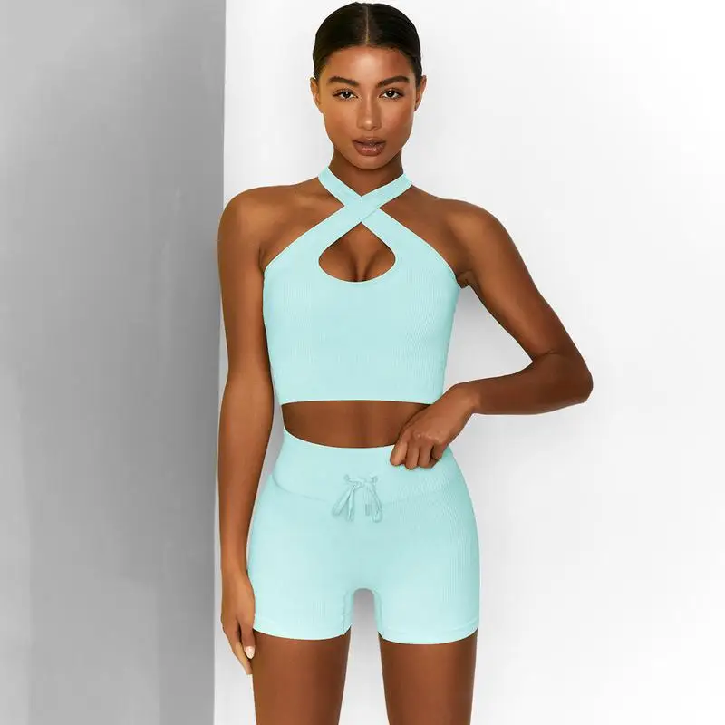

Female Sport Bra And Yoga Pants Set Sport Suit Sports Bra Legging Set Fitness Solid Seamless Yoga Set, Customized colors