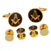 Custom Gold Round Metal Mens Freemason Tuxedo Studs Masonic Cufflinks