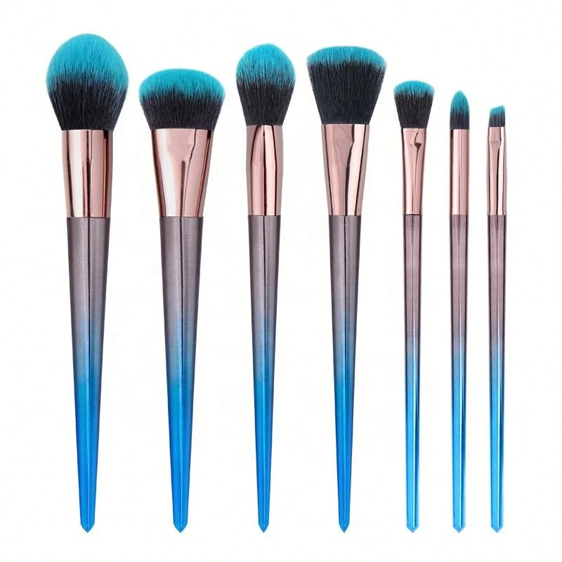 

Design Popular 7 Pieces Makeup Brush Set Diamond Gradient Peacock Blue, Pics