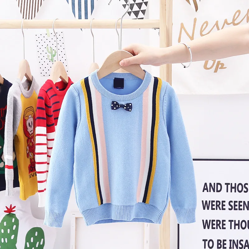 

Children pullover sweater Boys color vertical stripes pullover sweater