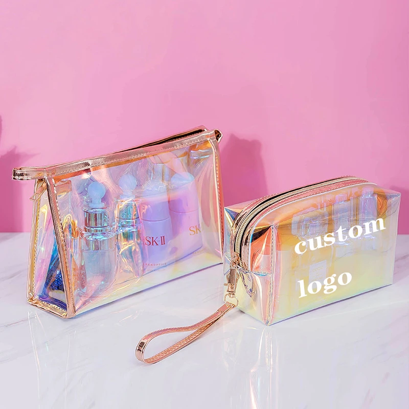 

Hot Selling TPU Transparent Cosmetic Bag Custom Logo Beauty Multi-function Laser Cosmetic Pouch With Low MOQ, As product