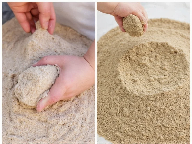 Homemade kinetic sand texture comparison