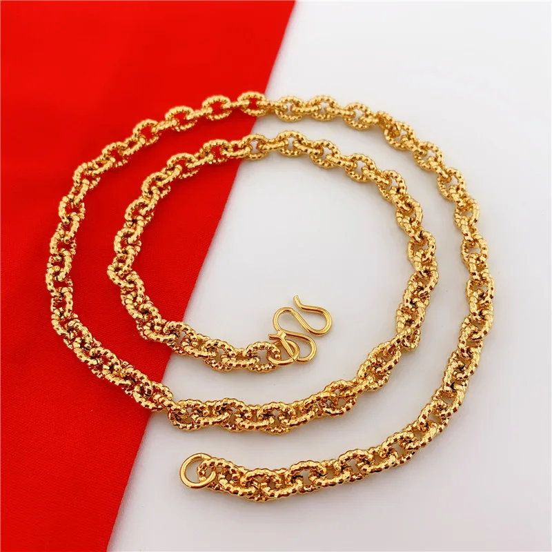 

Alluvial Gold Men's Necklace Personality European And American Style 6Mm Twist Gold-Plated Faux