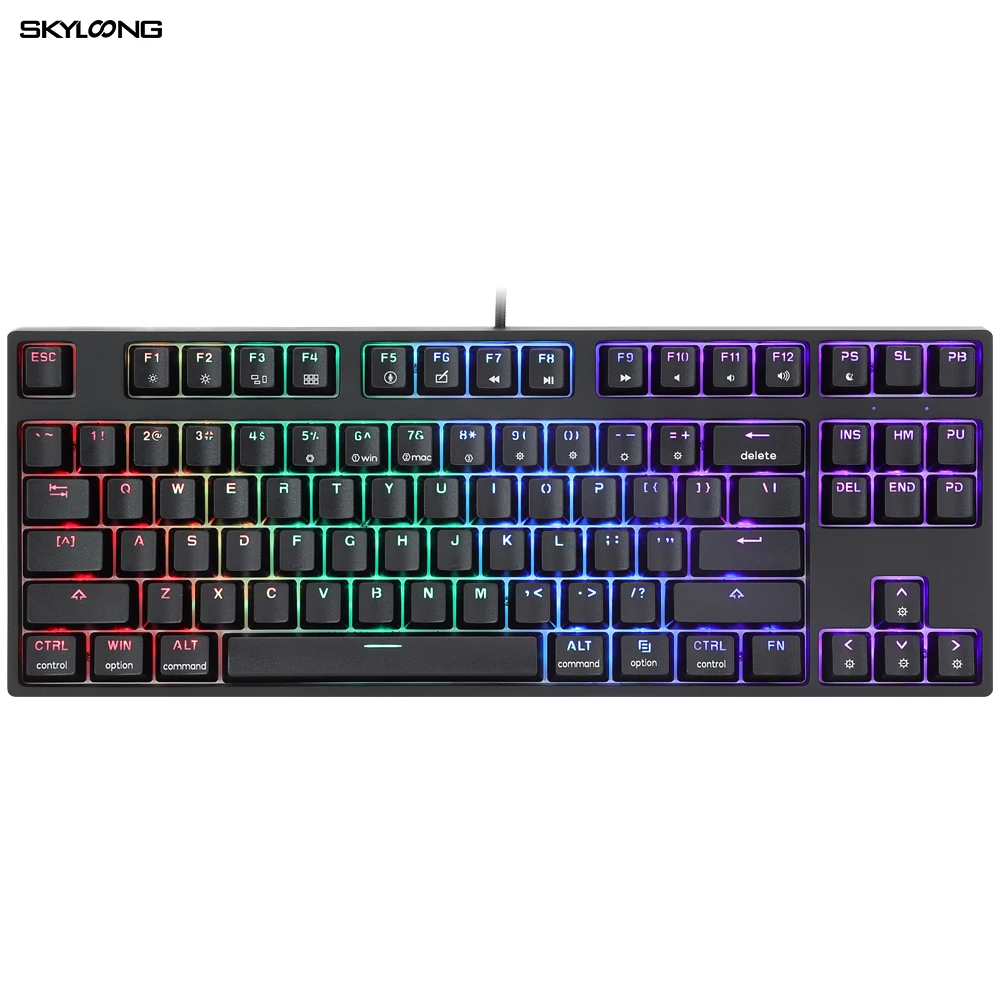 

80% ergonomic GK87 Gateron optical Red brown black blue switch wired GSA pbt keycaps gaming mechanical keyboard, Black/ white