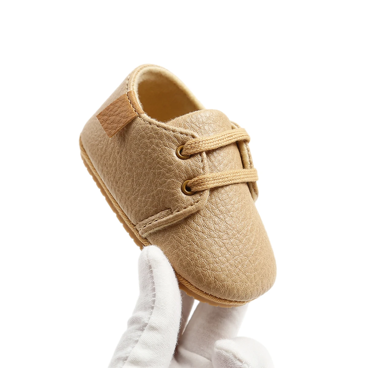 

0-18M Newborn Baby Girls Boys First Walker PU Leather Solid/Leopard Print Soft Lace Up Cork Casual Shoes 7 Colors