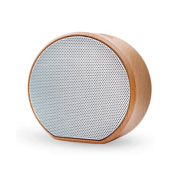 

2021 Promotion Gift Oem Logo Bamboo Wood Round shape Home Portable 3w Micro Mini Wireless Bt Speaker