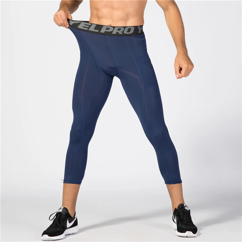 

Men 3/4 Compression Pants, Running Workout Tights, Cool Dry Capri Athletic Leggings, Yoga Gym Base Layer
