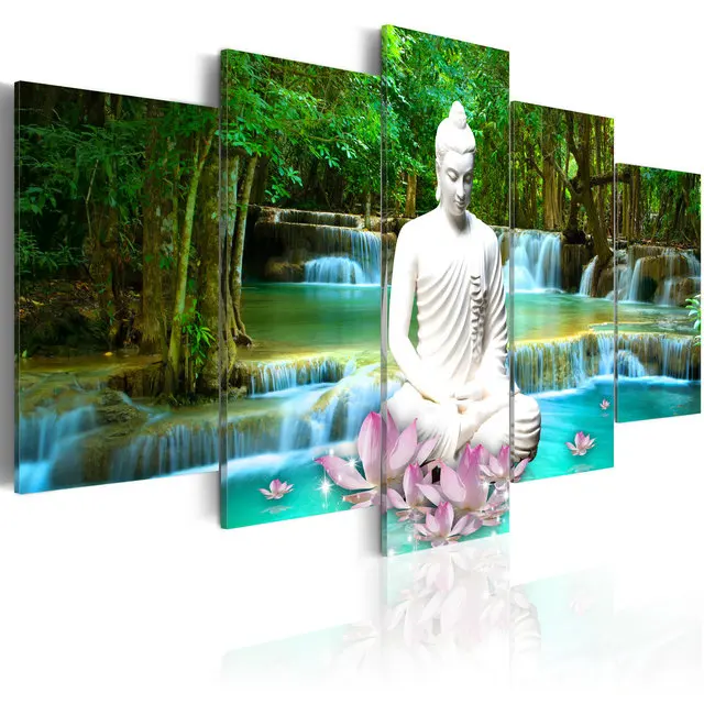 

Art Home Decoration Canvas Oil Buddha Living Room Pop Islamic Abstract Waterfall Modular Picture Wall Painting