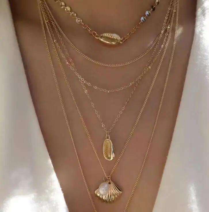 Fashion gold pearl shell necklace For Women wholesale N99175