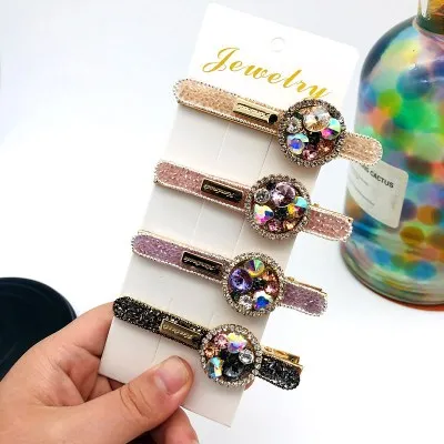 

2020 New Arrival Shiny CZ Circle Hairpin Long Rhinestone Crystal Barrette Hair Accessories for Women
