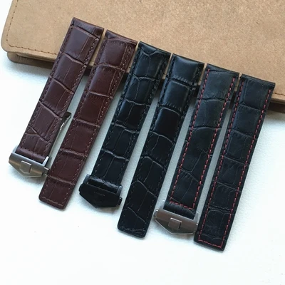 20mm 22m Genuine leather watchband for Tag-Heue Watch Strap Carrera Monaco Band Watch Belt Black Brown Bracelet Wristwatch