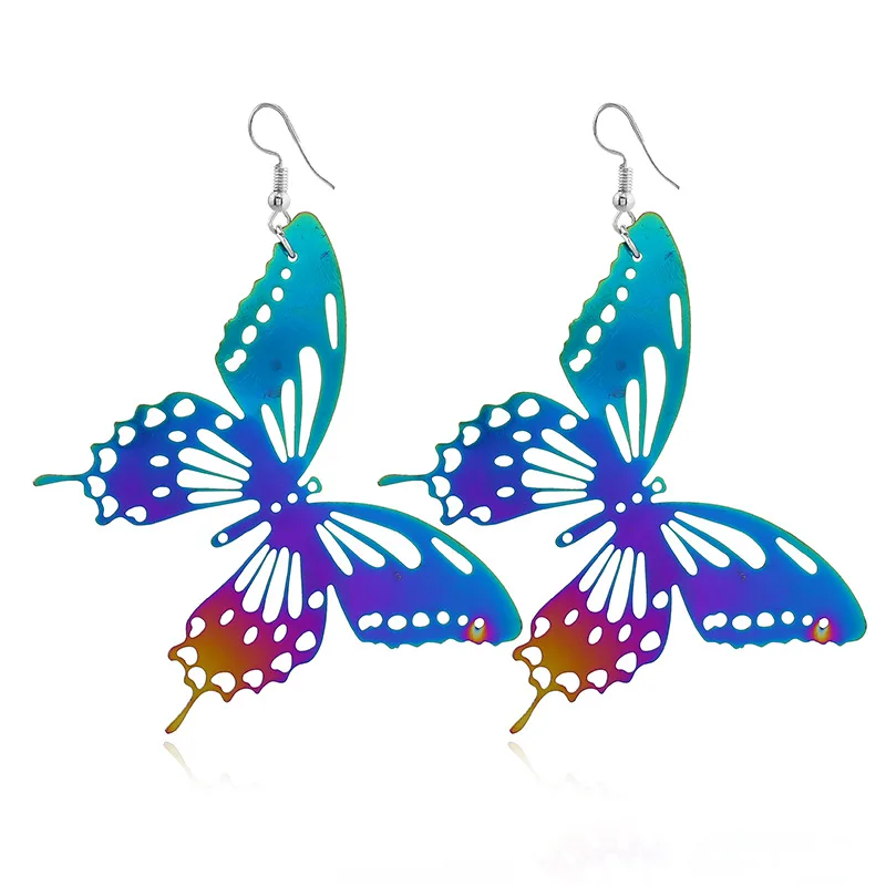 

Hot Selling Female Metal Pendant Earrings Colorful Hollow Butterfly Earrings For Women Popular Jewelry, Picture