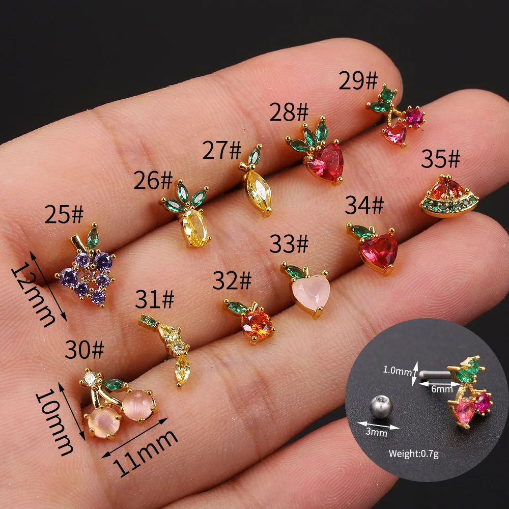 

2021 New Arrival Fashion Cut Earrings Jewelry Gift Fruits Ear Bone Nails For Women Girls, Picture shows