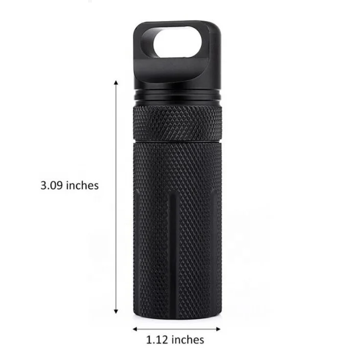 

High quality Aluminium Alloy Waterproof Capsule Seal Bottle Outdoor EDC Survival Case Container Emergency First Aid Pills Tank, Picture