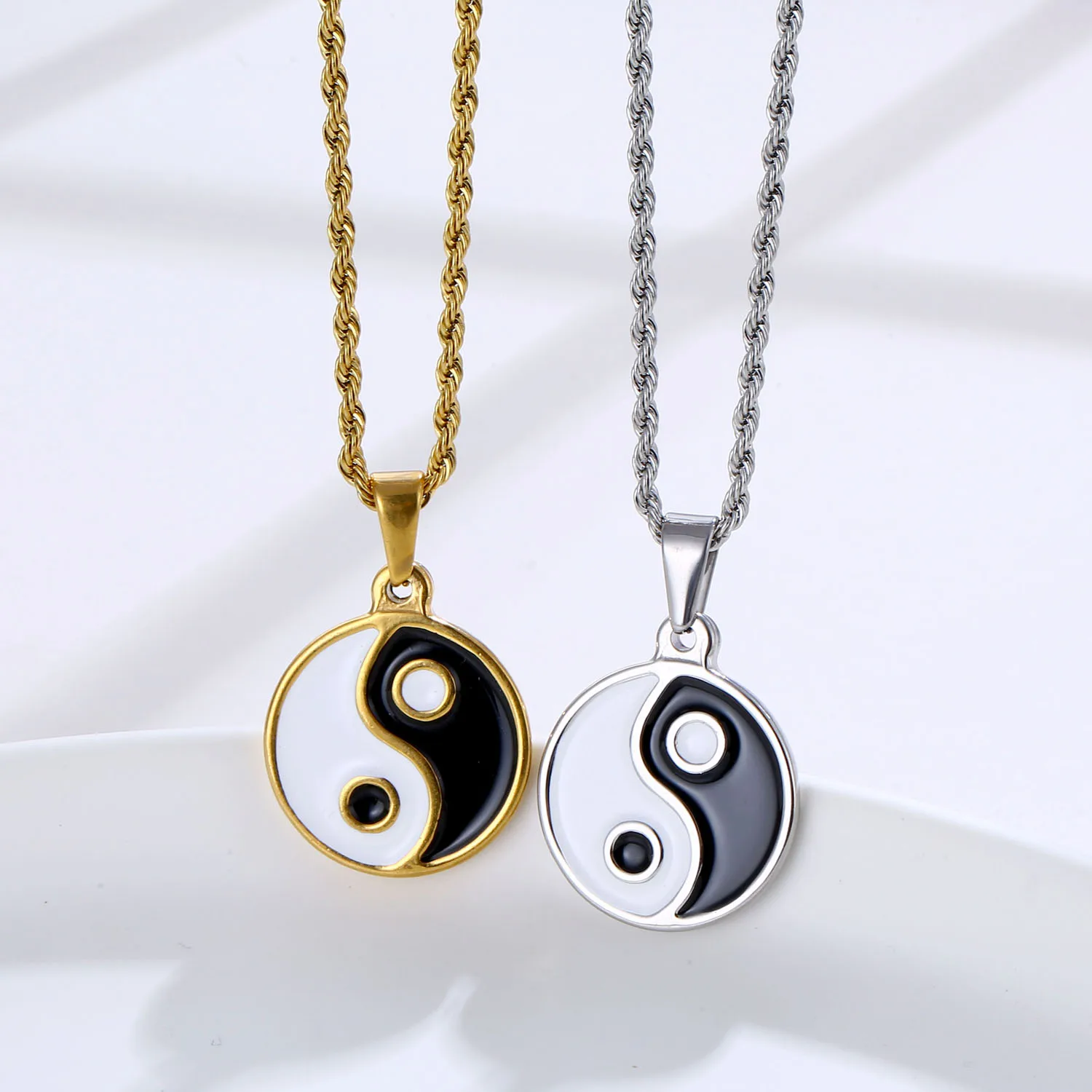 

Trendy Tai Chi Bagua Necklace Women Men Stainless Steel Jewelry Chinese Mystical Yin Yang Pendant Necklace