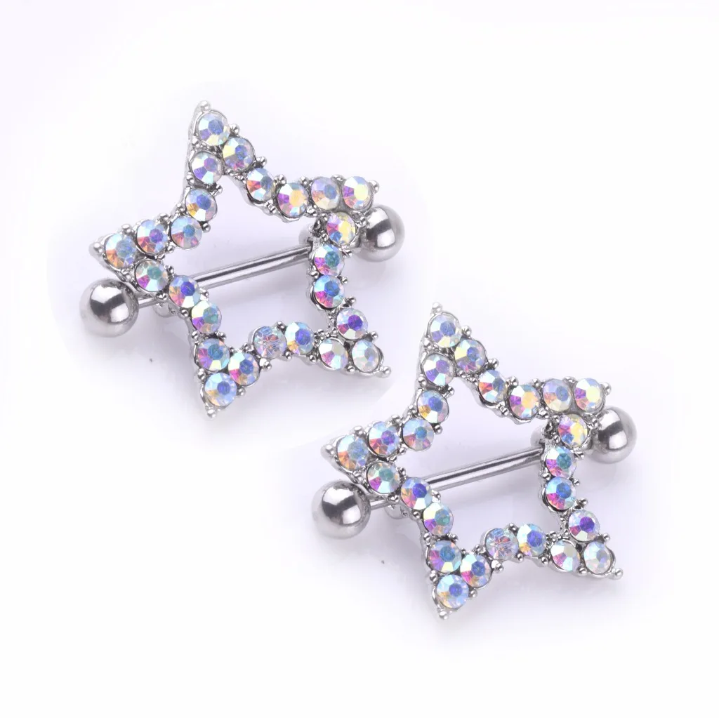 

hot selling new star design cute surgical stainless steel nipple piercing rings, As pic