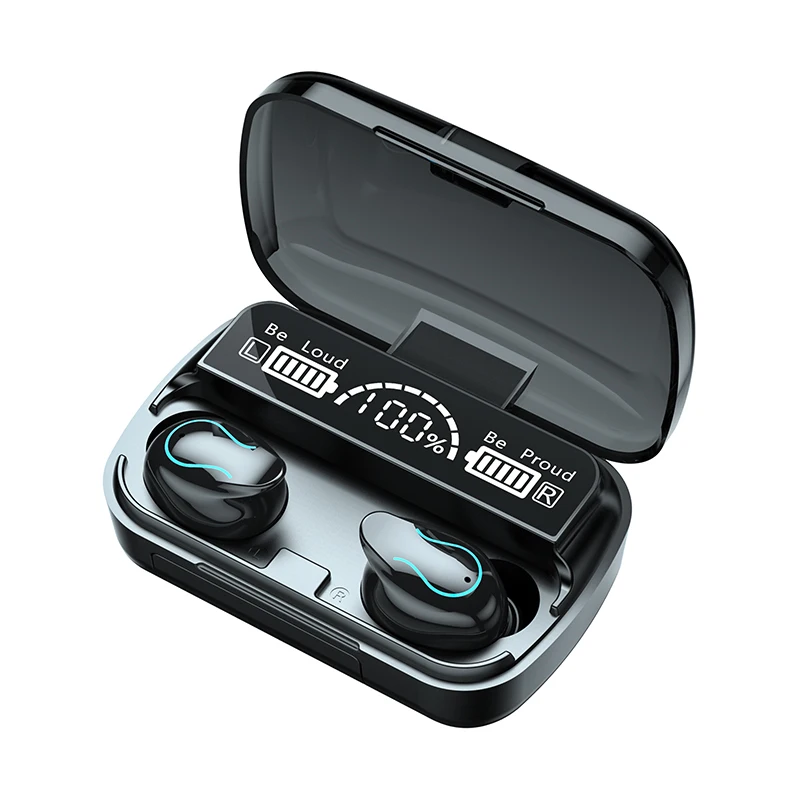 

Factory Wholesale Earphone LCD Display BT V5.0 In Ear Wireless Earbuds Earphones TWS Headset Gaming, Black