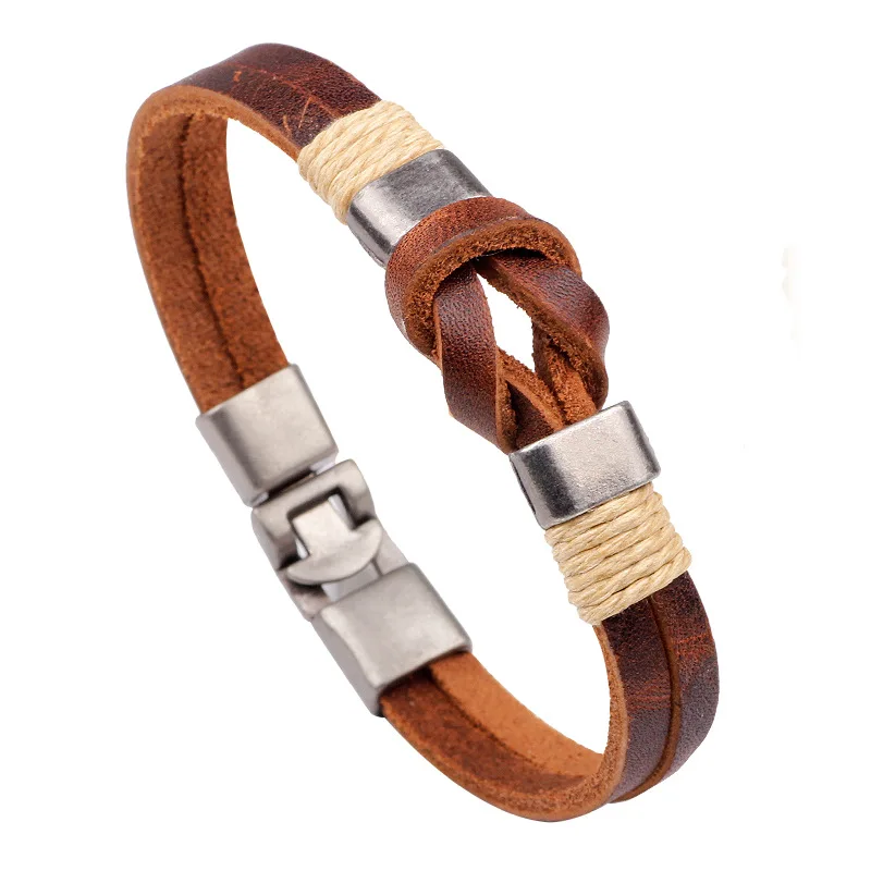 

Retro Plating Adjustable Multi layer Genuine Orange Leather Handmade Braided Woven Bracelet