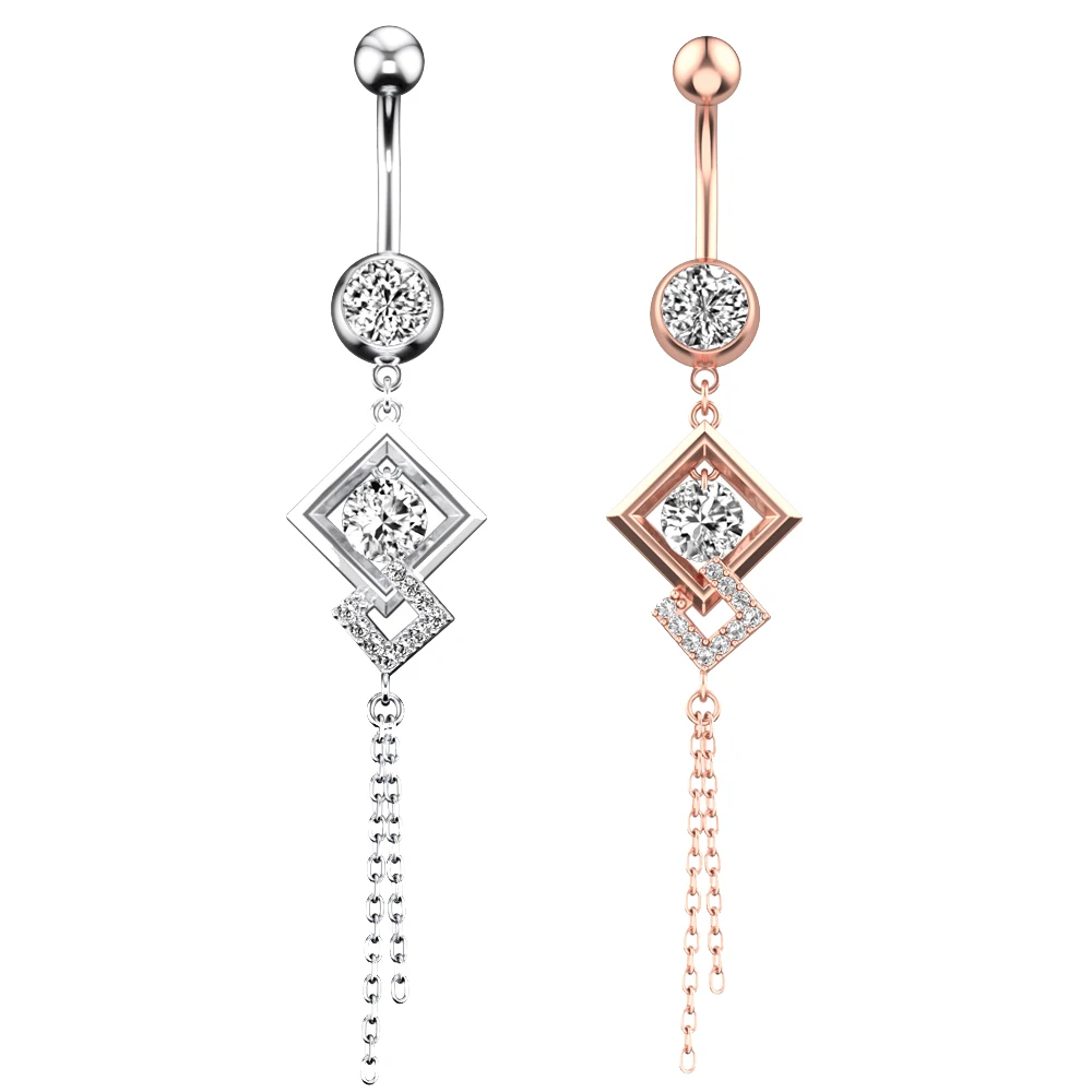 

2021 Hot Seller Diamond Double Belly Chain Sexy Girl Collocation Belly Rings Stainless Steel Piercing Jewelry